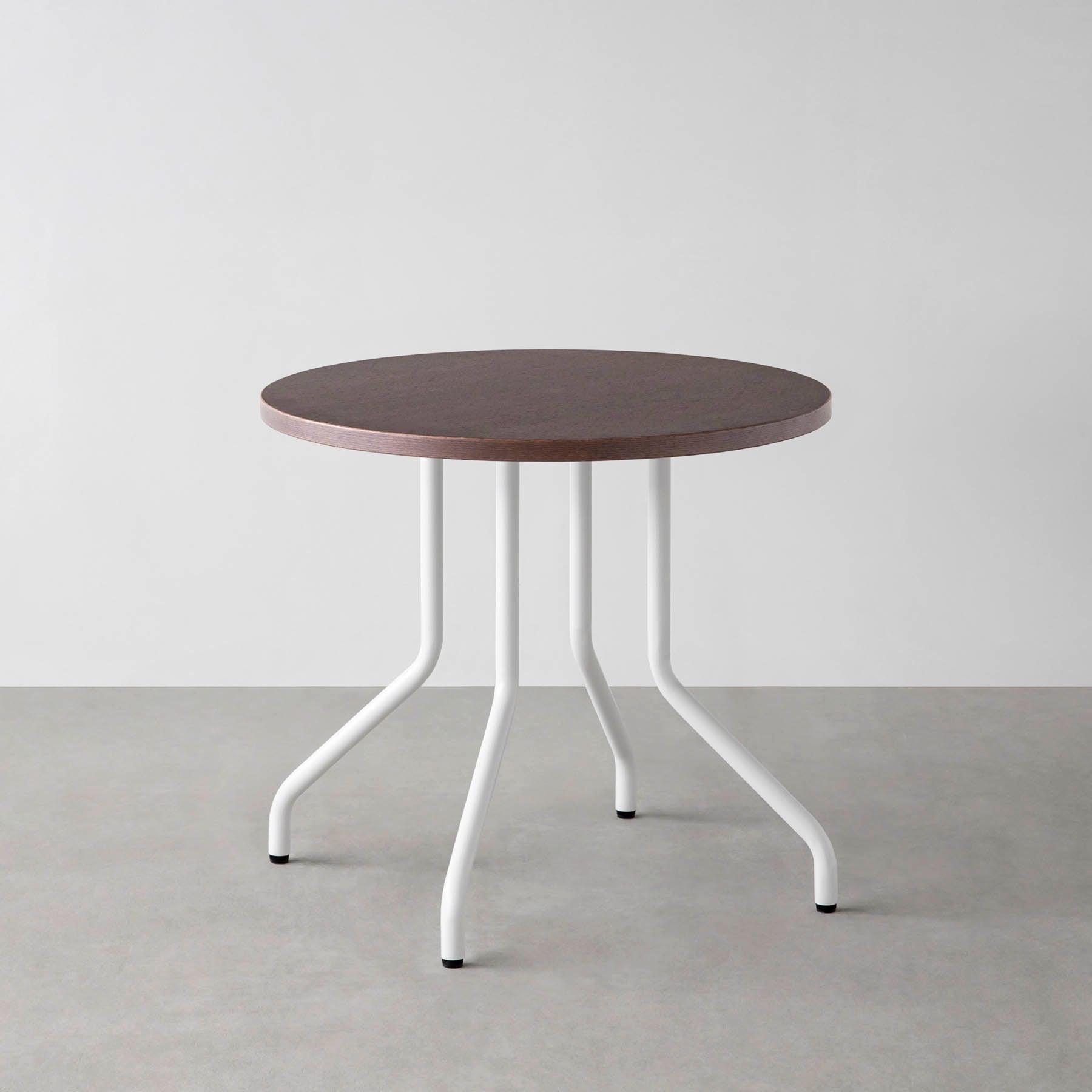 スマート造作カフェテーブル / ウェンジ　白スチール脚 4本脚 × ラウンド φ61 - 80