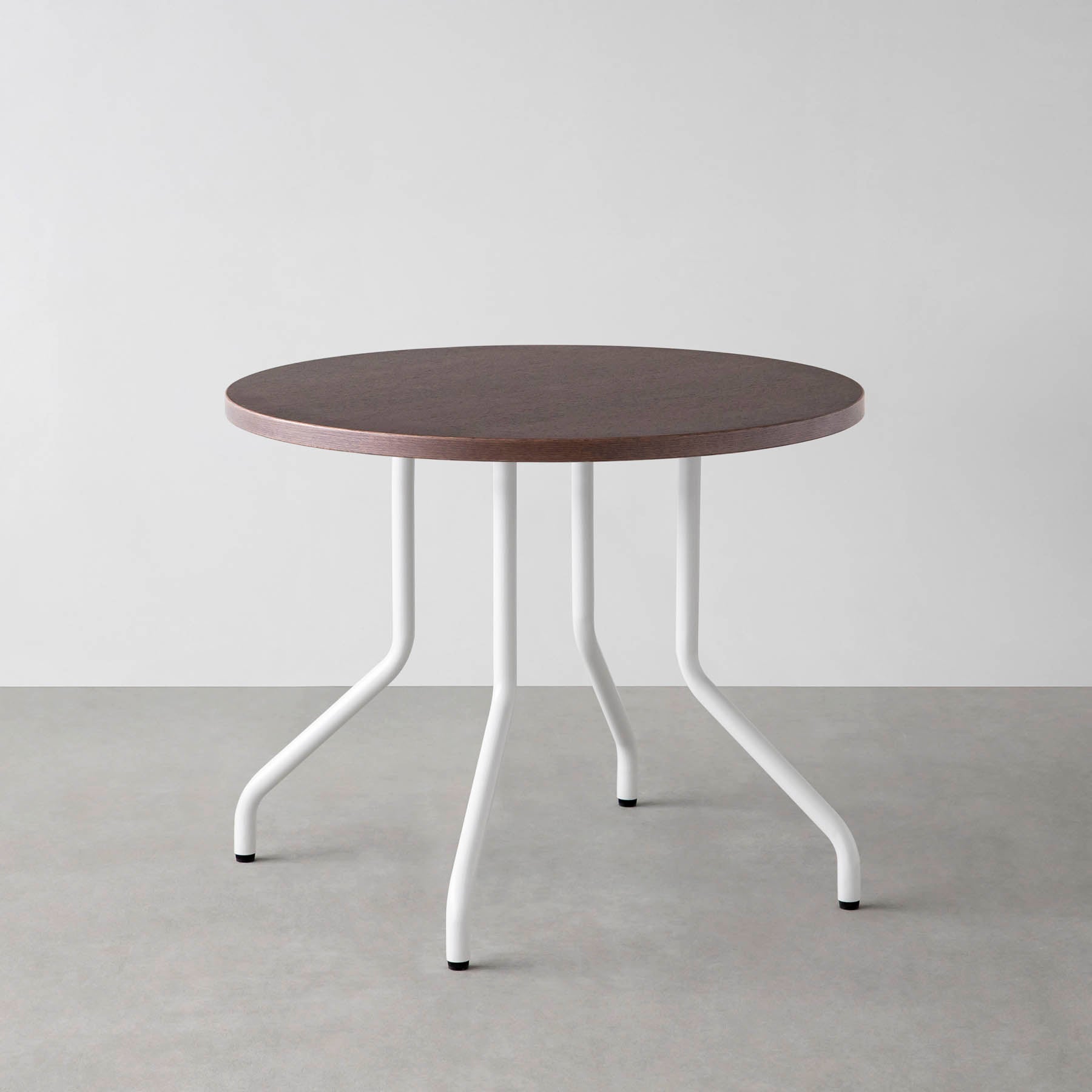 スマート造作カフェテーブル / ウェンジ　白スチール脚 4本脚 × ラウンド φ81 - 90