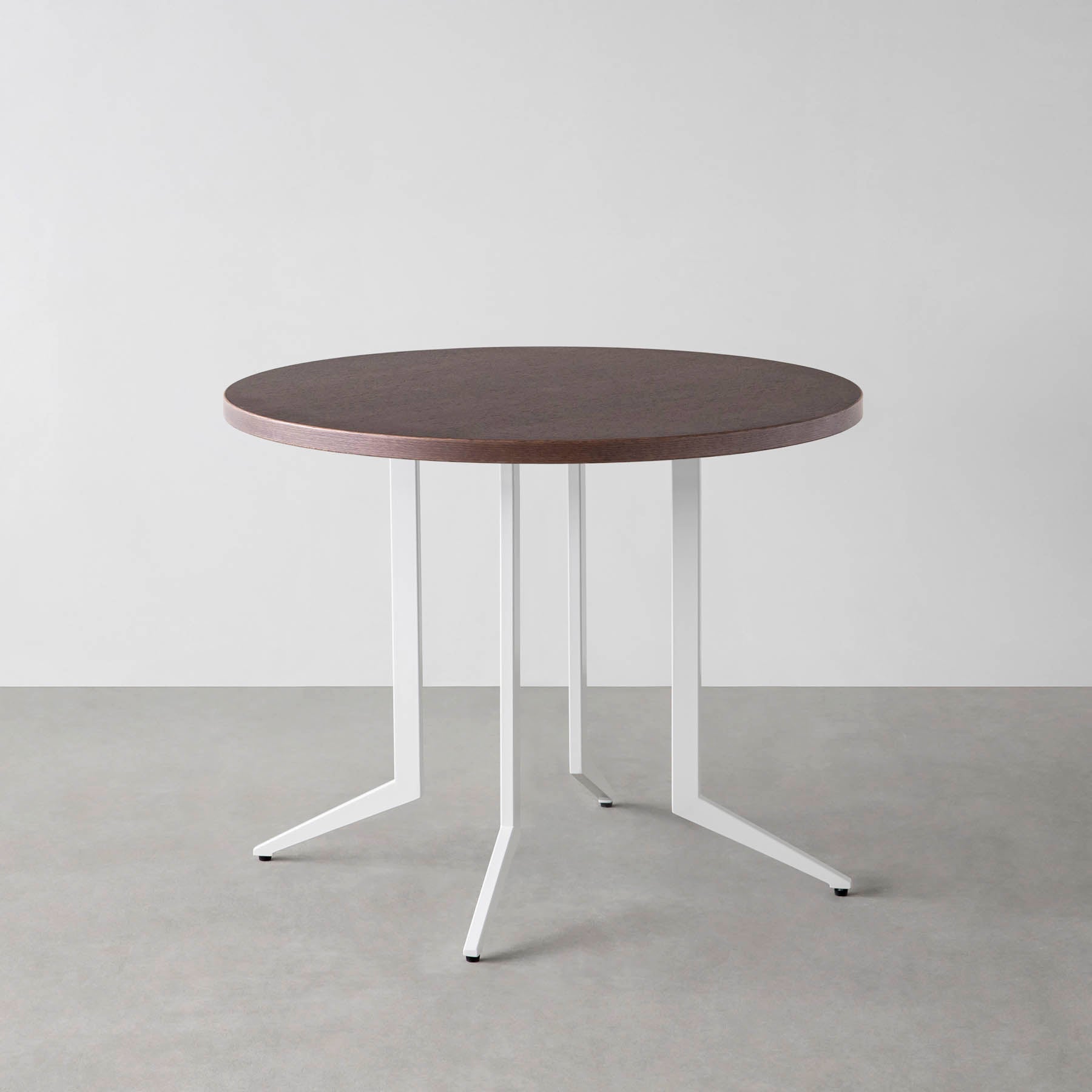 スマート造作カフェテーブル / ウェンジ　白スチール脚 4本脚 × ラウンド φ81 - 90