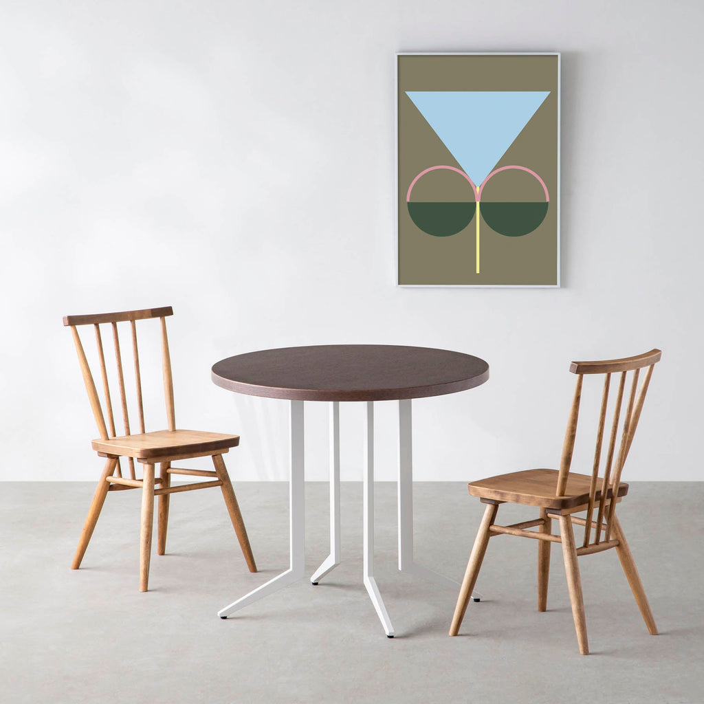 スマート造作カフェテーブル / ウェンジ　白スチール脚 4本脚 × ラウンド φ61 - 80