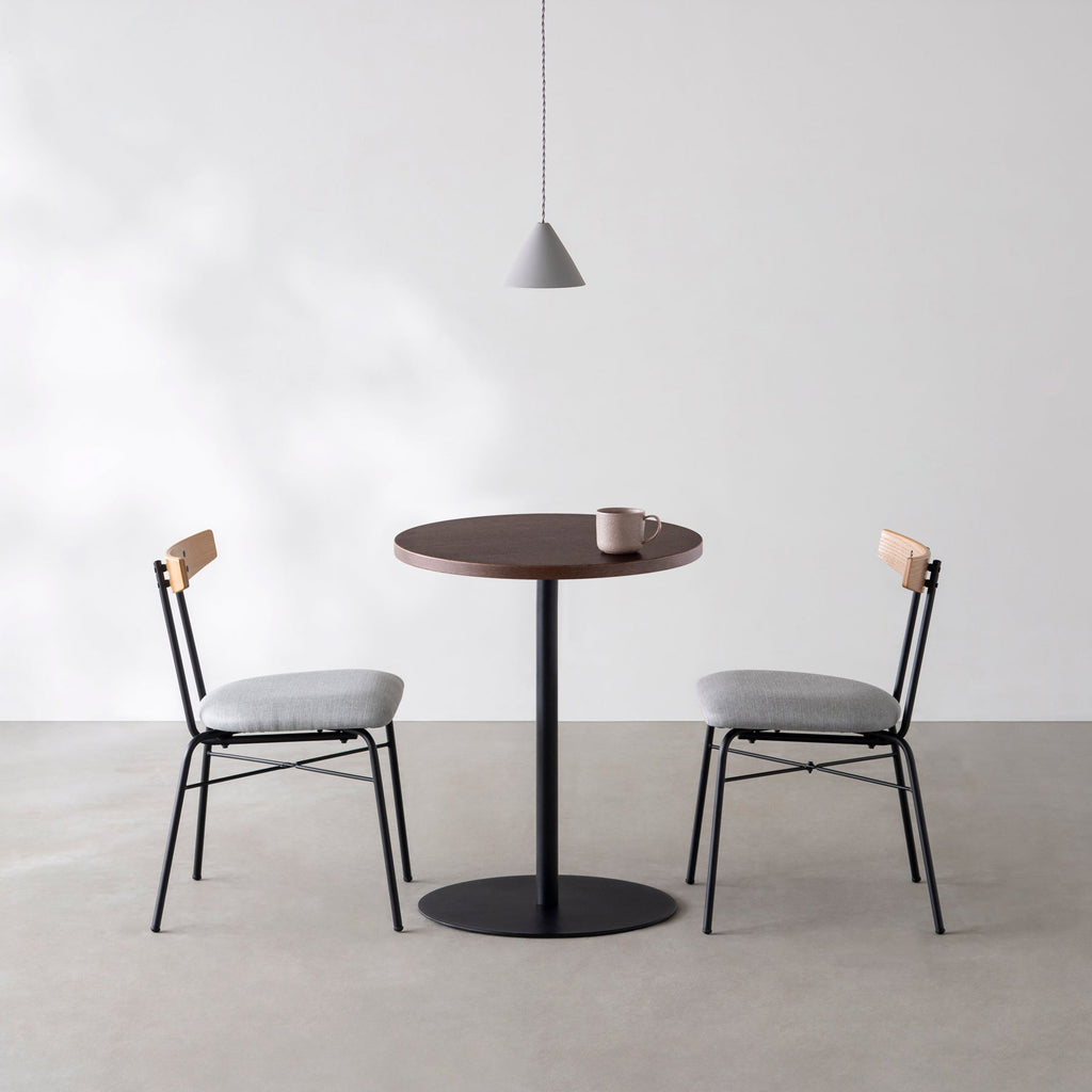 スマート造作カフェテーブル / ウェンジ　黒スチール脚 1本脚 × ラウンド φ50 - 60