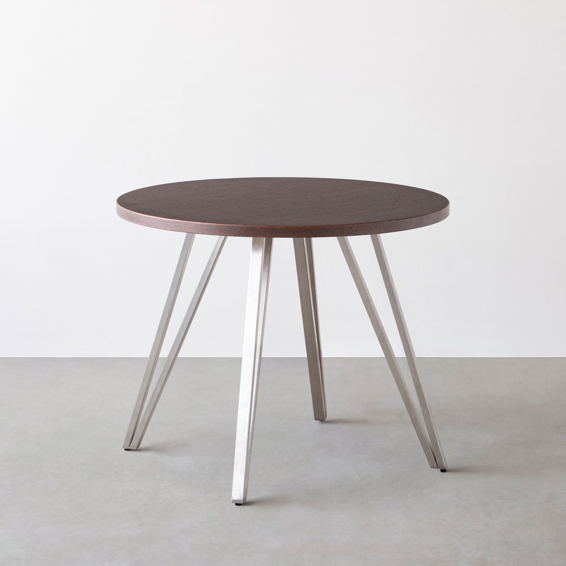 スマート造作カフェテーブル / ウェンジ　ステンレススチール脚 4本脚 × ラウンド φ81 - 90