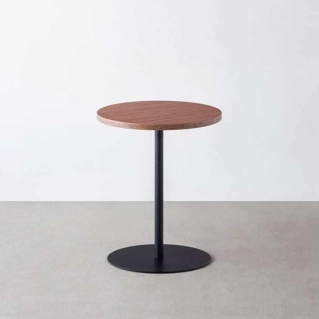 スマート造作カフェテーブル / ブビンガ　黒スチール脚 1本脚 × ラウンド φ50 - 60