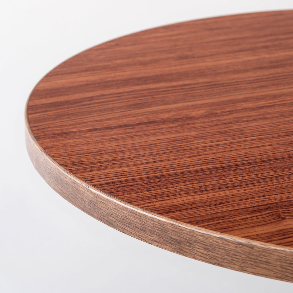 スマート造作カフェテーブル / ブビンガ　白スチール脚 4本脚 × ラウンド φ61 - 80