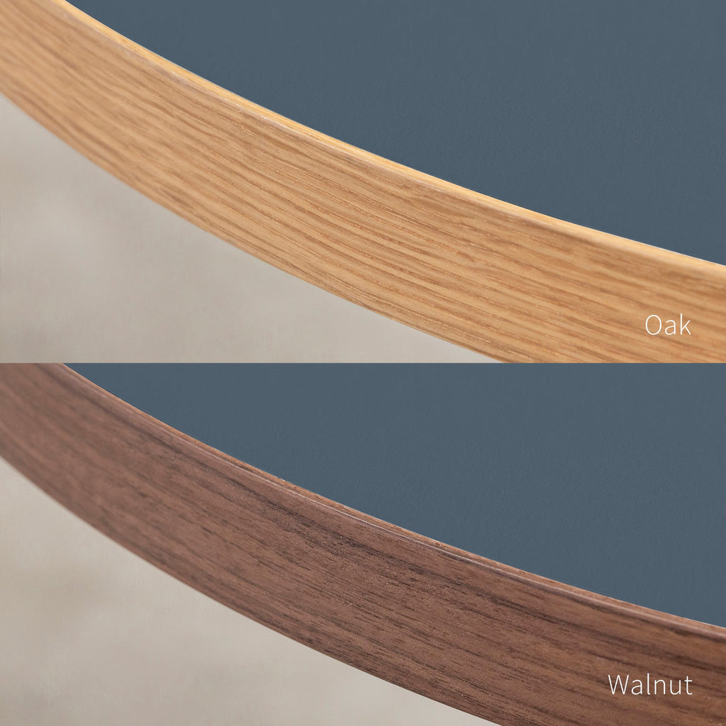 スマート造作テーブル / 半円 × リノリウム 全32色 × 黒スチール脚