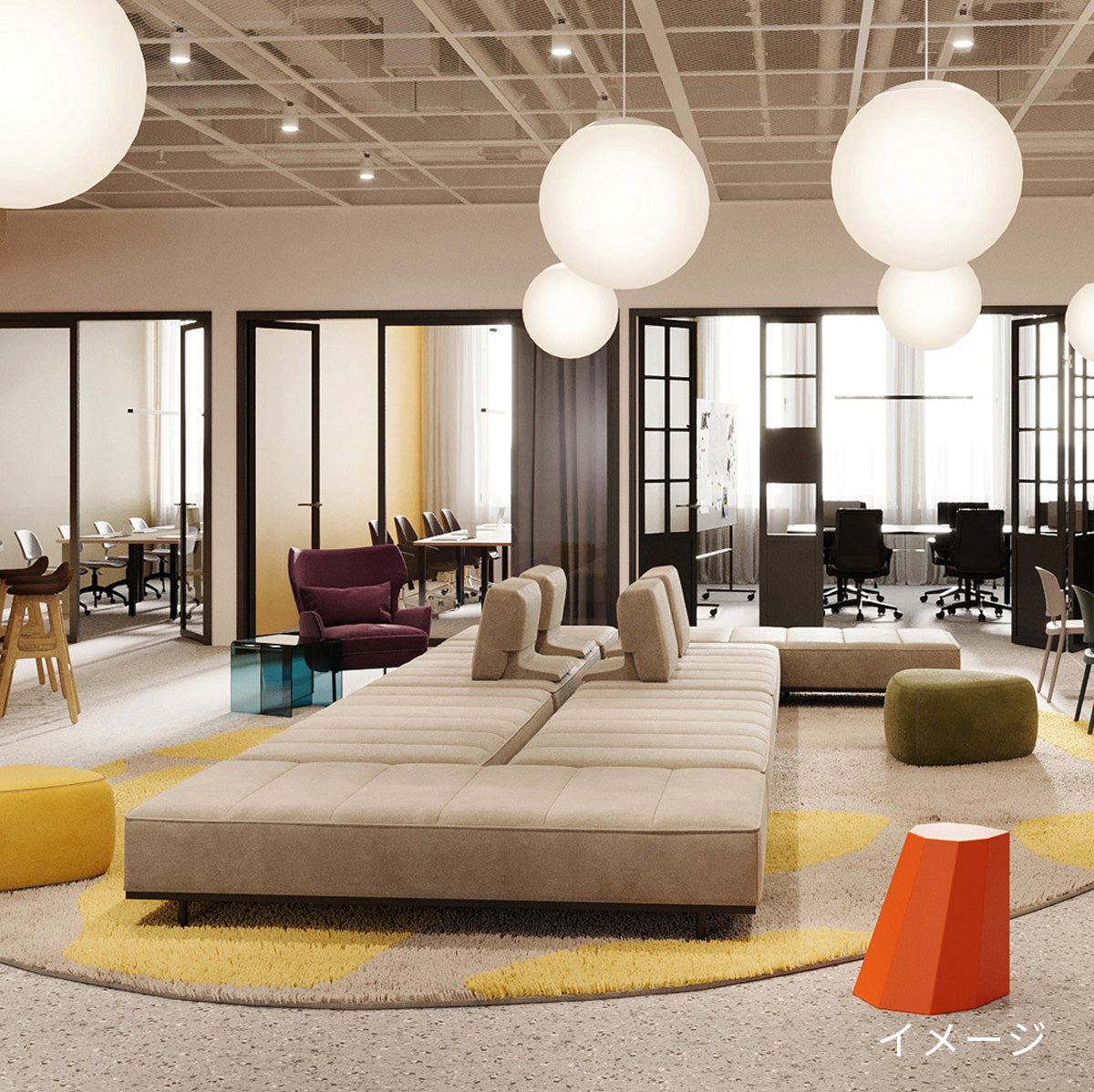 スエード生地が特徴のソファーベース サンドベージュ