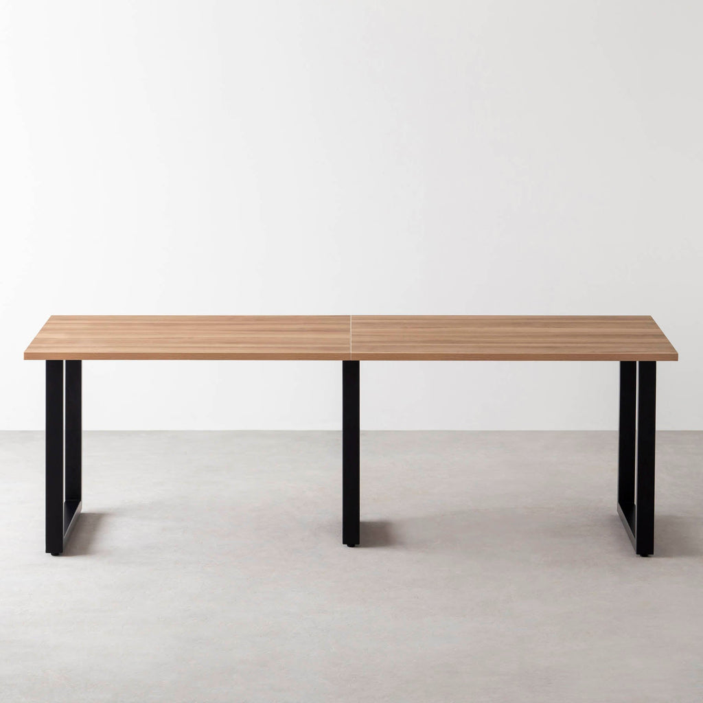 スマート造作テーブル / メラミン 木目調 × 黒スチール脚 × W181 - 300cm