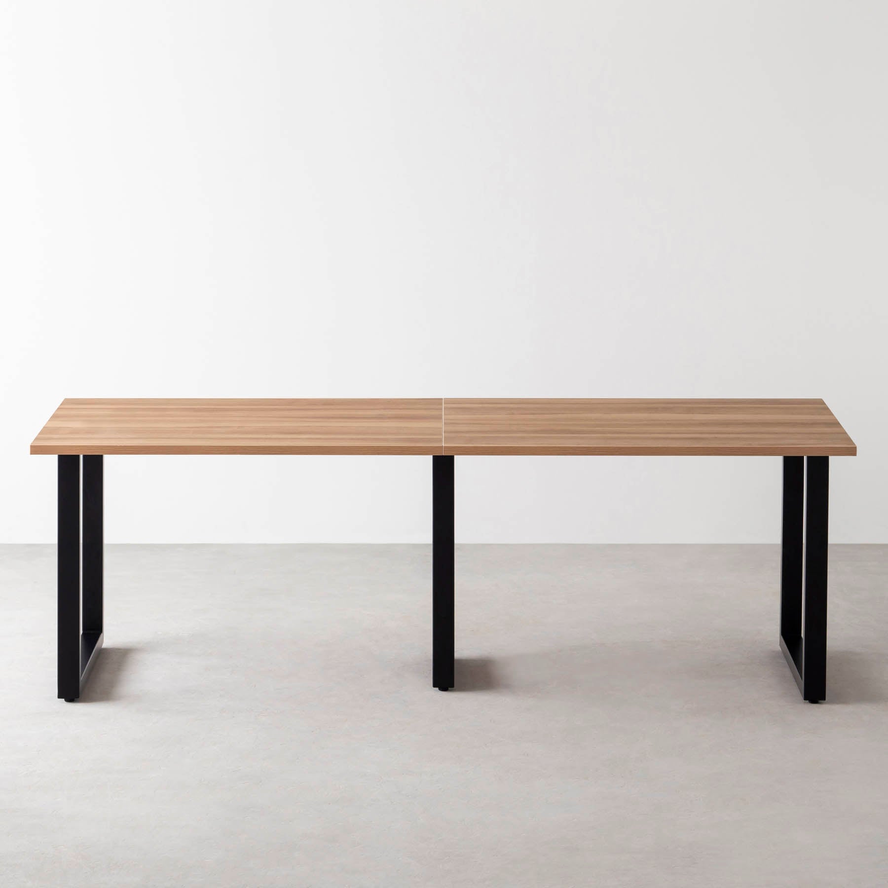 スマート造作テーブル / メラミン 木目調 × 黒スチール脚 × W181 - 300cm