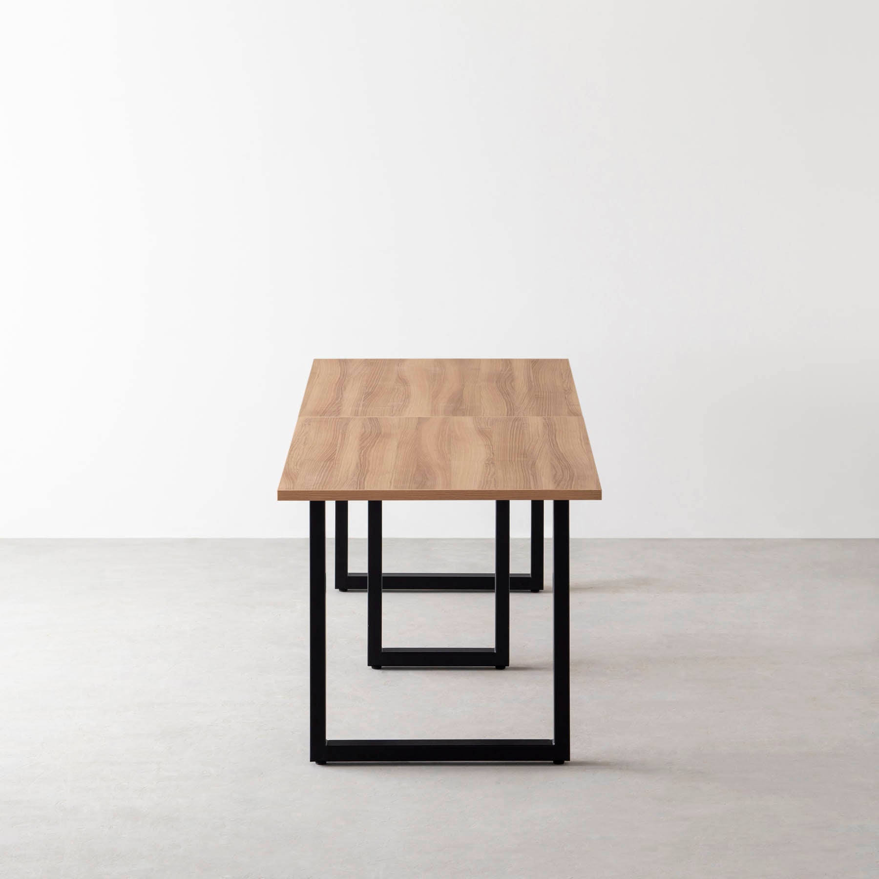 スマート造作テーブル / メラミン 木目調 × 黒スチール脚 × W181 - 300cm