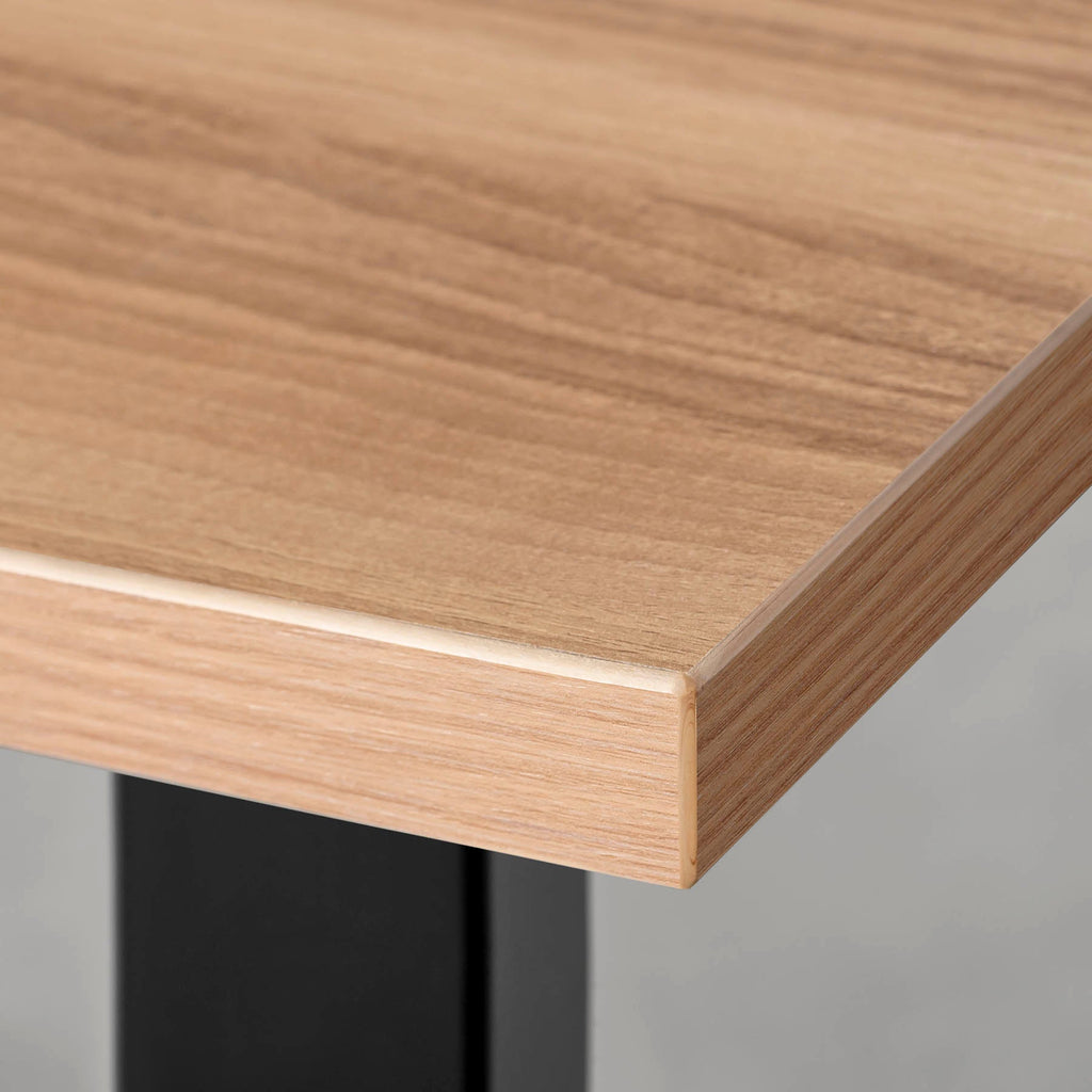 スマート造作テーブル / メラミン 木目調 × 黒スチール脚 × W181 - 300cm