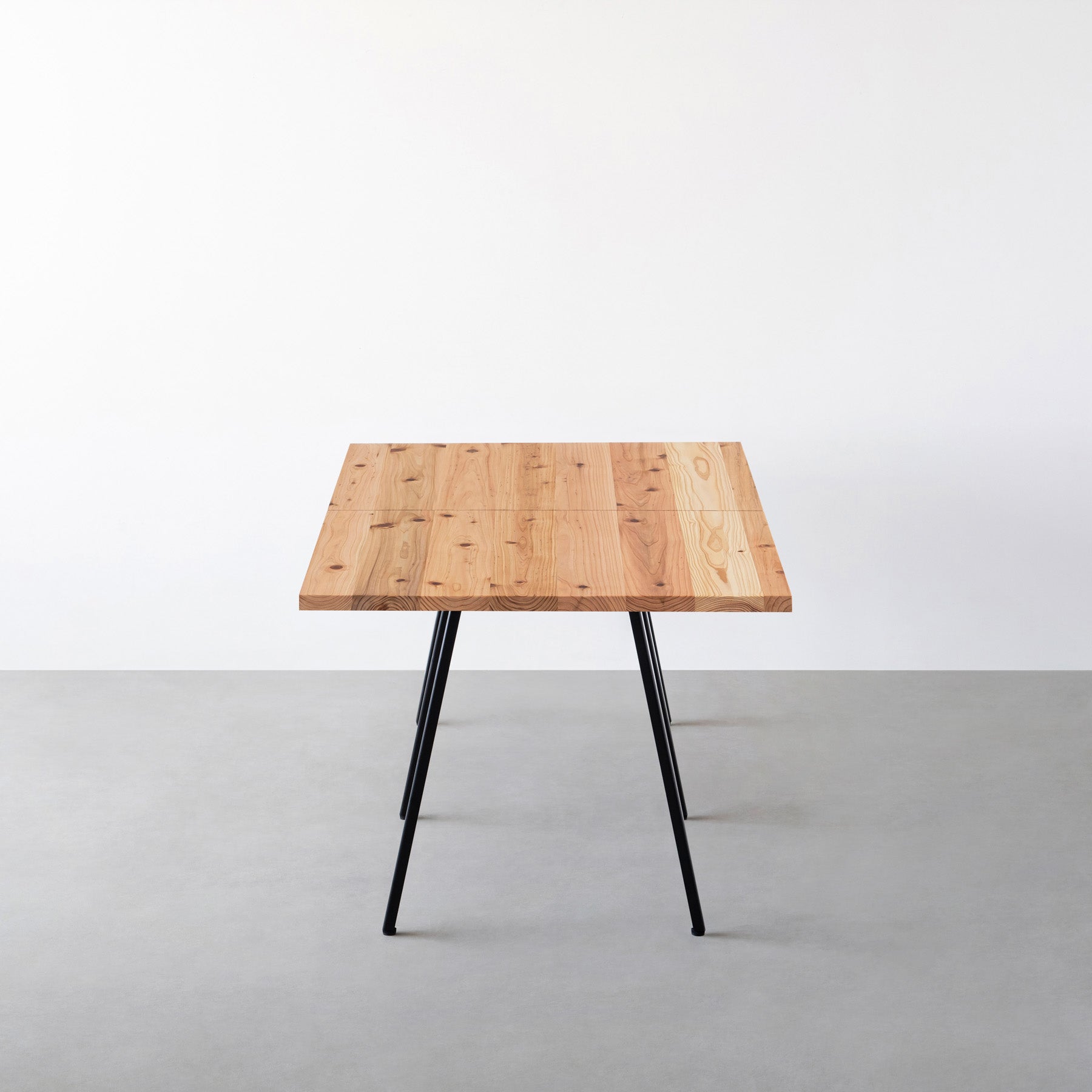 スマート造作テーブル / 無垢 杉 × 黒スチール脚 × W181 - 250cm