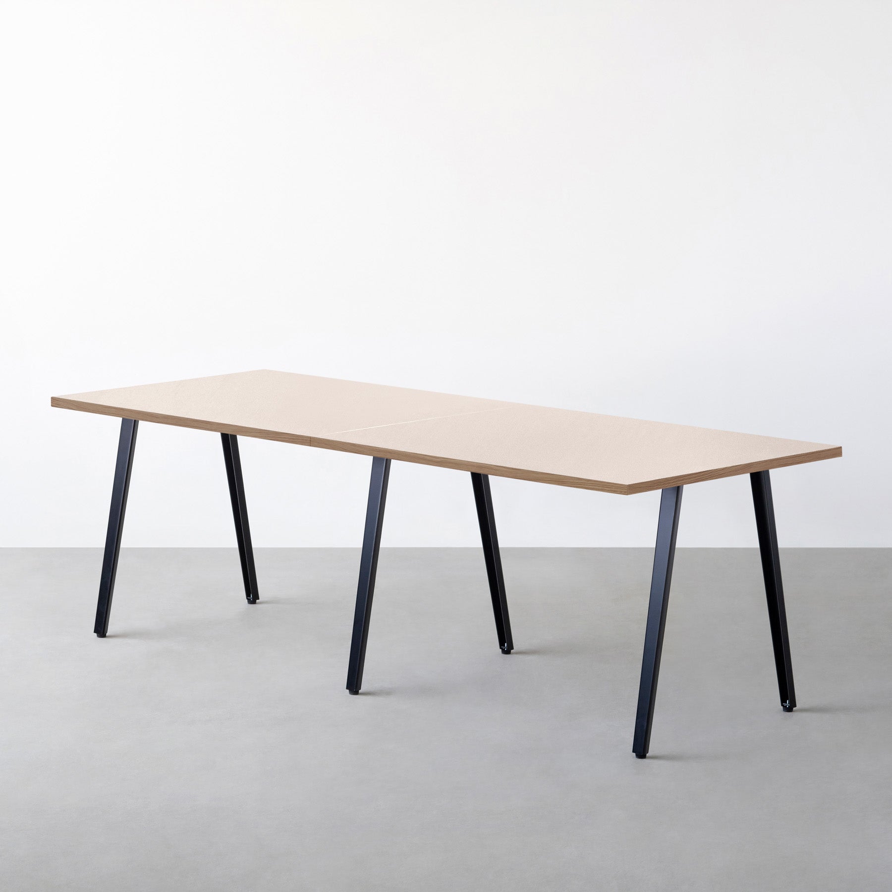 スマート造作テーブル / リノリウム レッド・オレンジ系 × 黒スチール脚 × W181 - 300cm