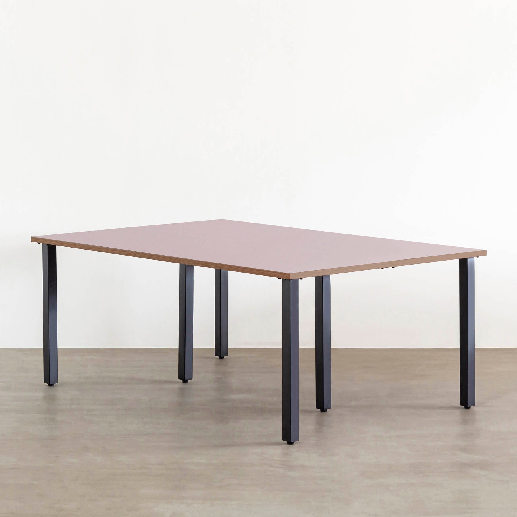 スマート造作テーブル / リノリウム レッド・オレンジ系 × 黒スチール脚 × W100 - 180cm  D80 - 120cm