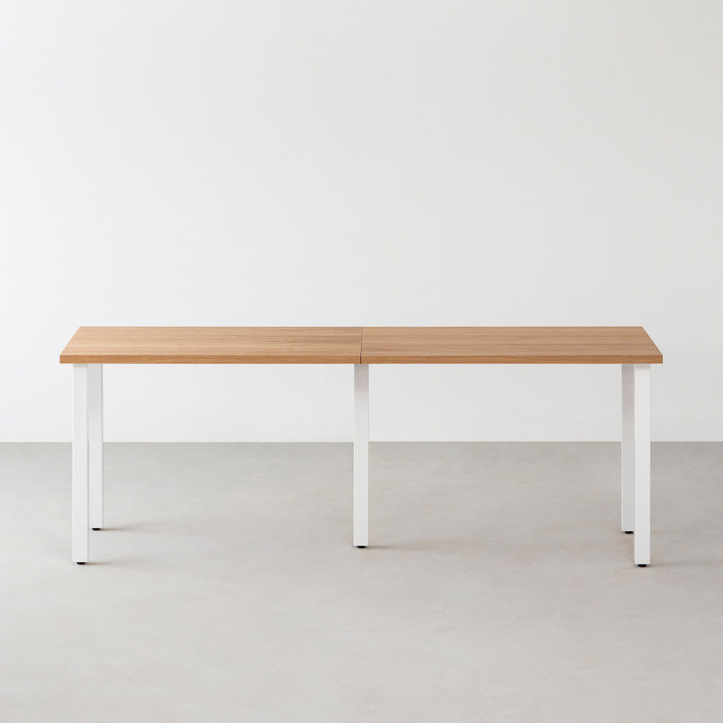 スマート造作テーブル / くるみ × 白スチール脚 × W181 - 300cm D40 - 69cm