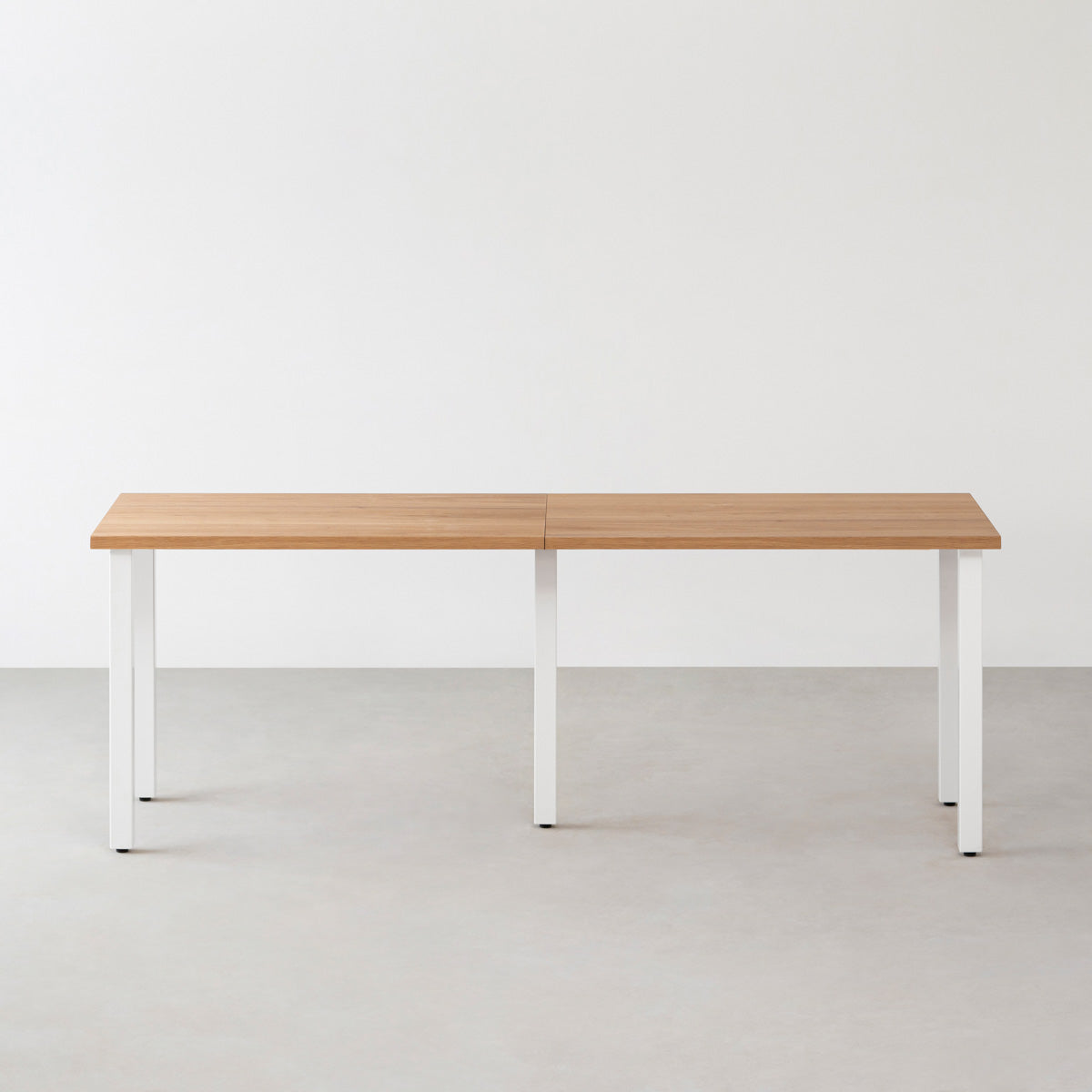 スマート造作テーブル / くるみ × 白スチール脚 × W181 - 300cm D40 - 69cm