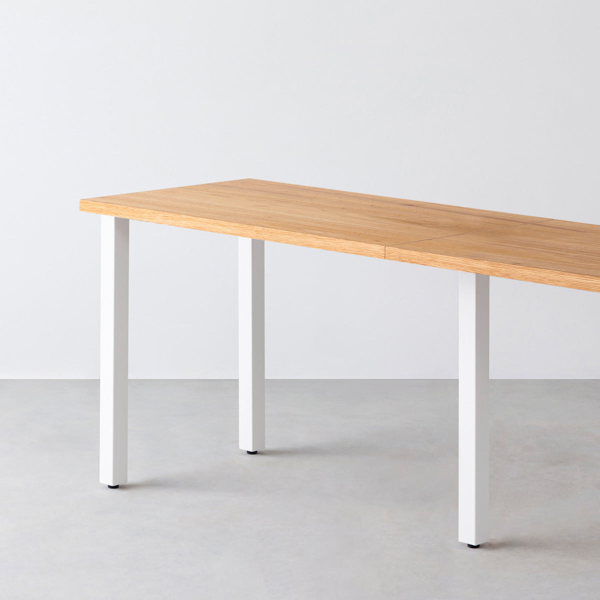 スマート造作テーブル / くるみ × 白スチール脚 × W181 - 300cm D40 - 69cm