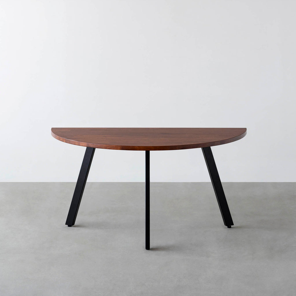 スマート造作テーブル / 半円 × ラバーウッド × 黒スチール脚