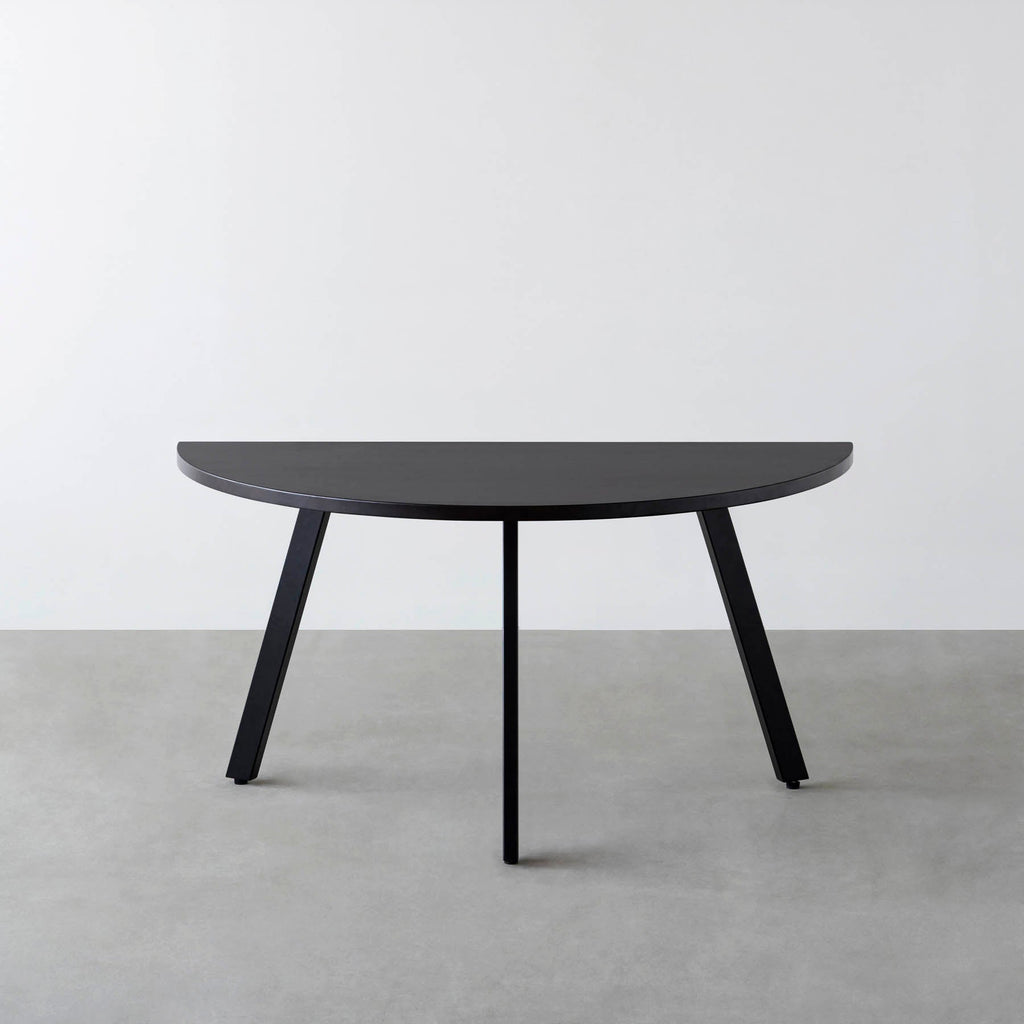 スマート造作テーブル / 半円 × ラバーウッド × 黒スチール脚