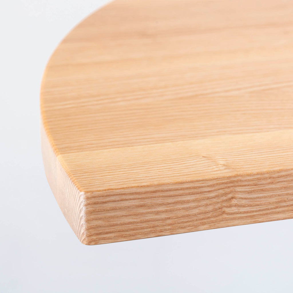 スマート造作テーブル / 半円 × 無垢 ホワイトアッシュ × 黒スチール脚