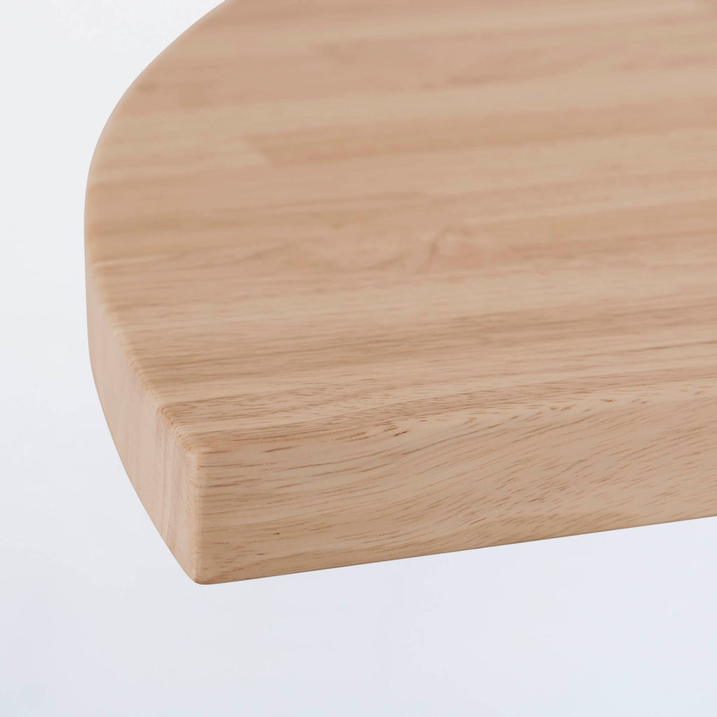 スマート造作テーブル / 半円 × ラバーウッド × 黒スチール脚