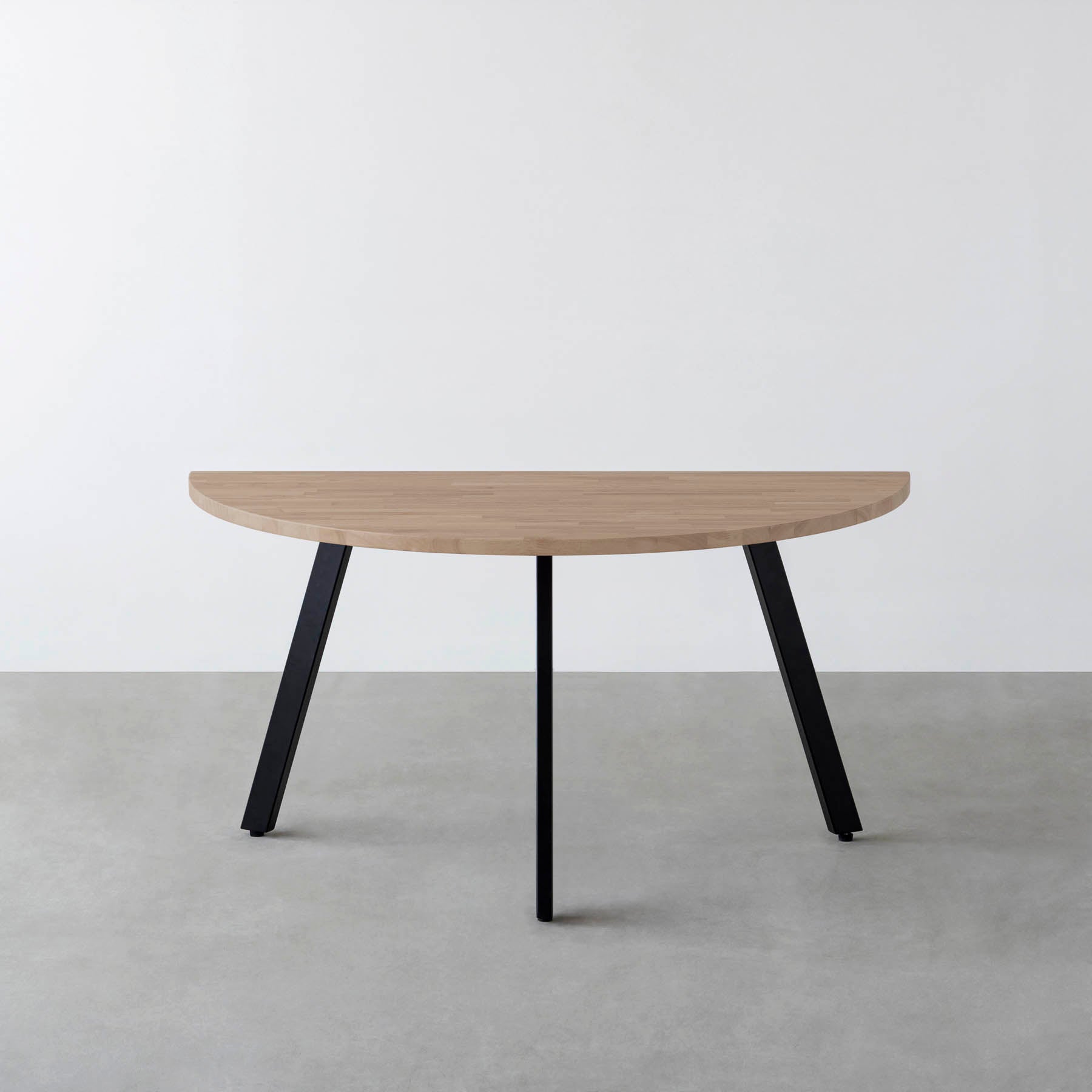 スマート造作テーブル / 半円 × ラバーウッド × 黒スチール脚