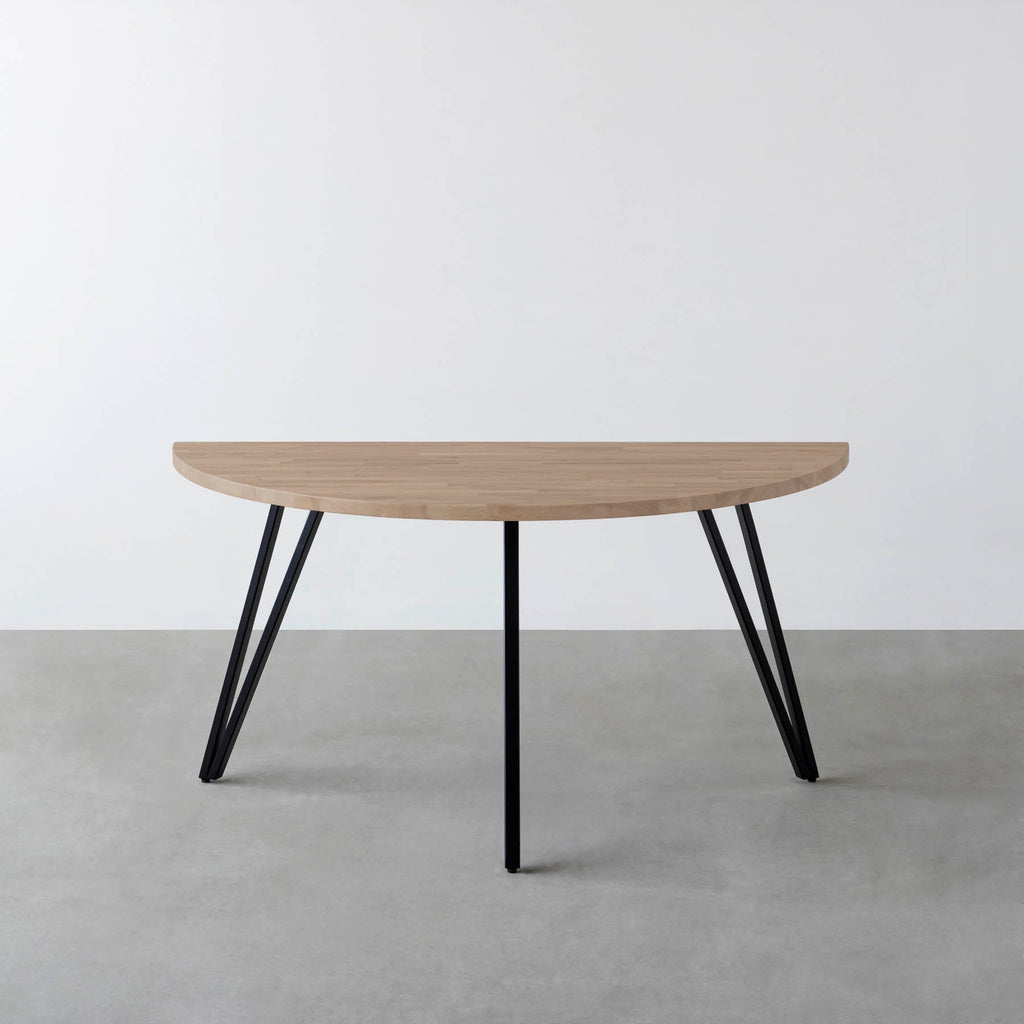 スマート造作テーブル / 半円 × ラバーウッド × 黒スチール脚