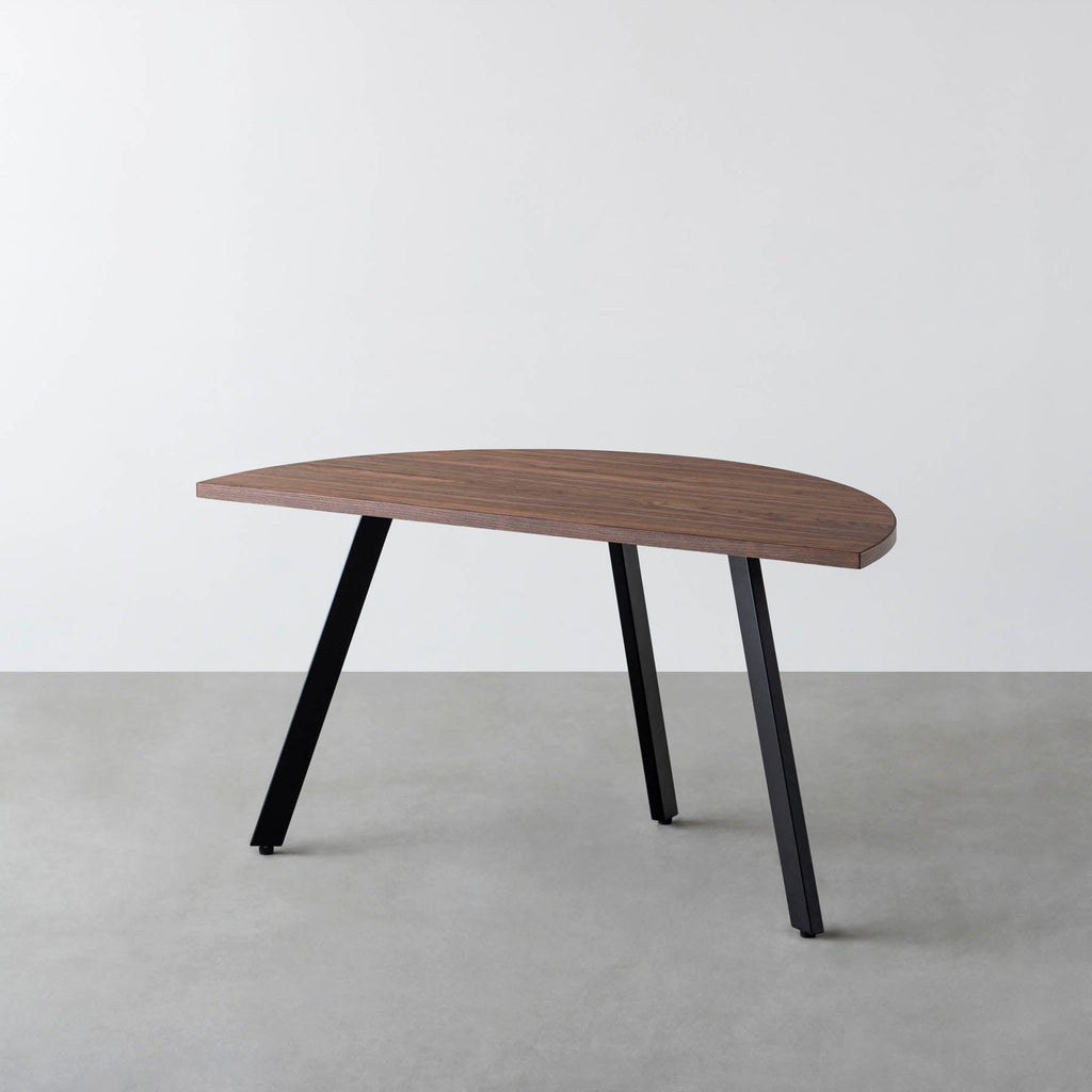 スマート造作テーブル / 半円 × ウォルナット × 黒スチール脚