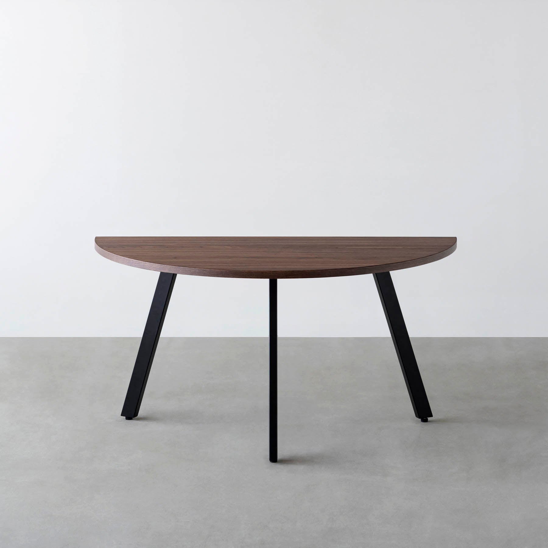 スマート造作テーブル / 半円 × ウォルナット × 黒スチール脚