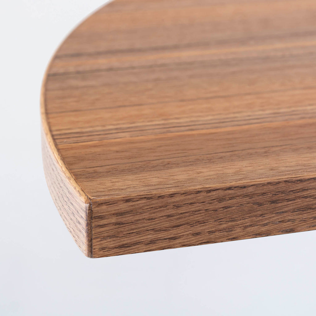 スマート造作テーブル / 半円 × ニューギニアウォルナット × ステンレススチール脚