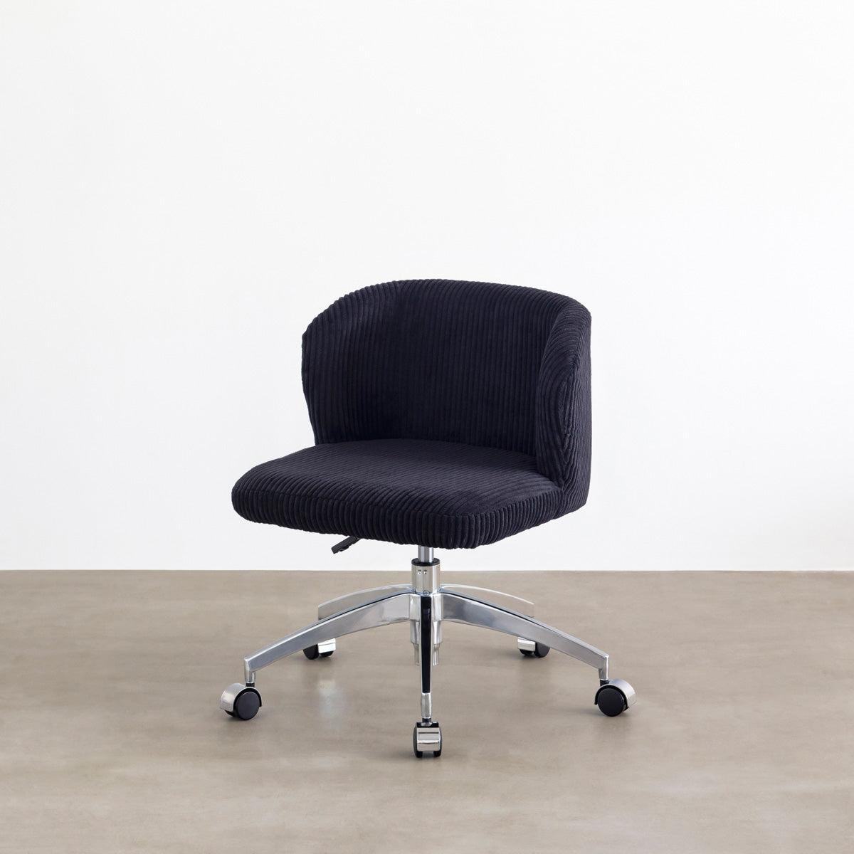 【法人様案件】【OUTLET】Modern - Fabric　丸みのある ベロア調 デスクチェア　Black