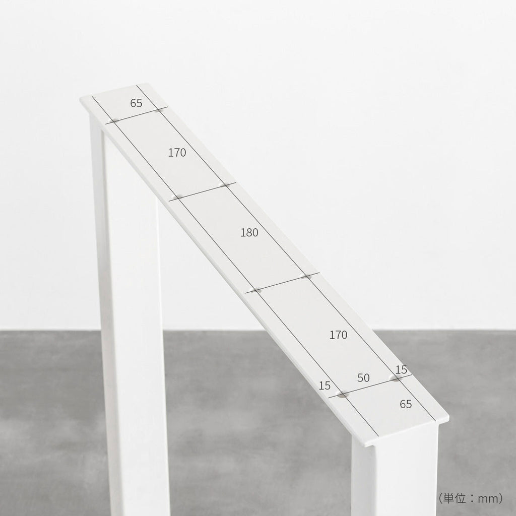 かなでもののホワイト塗装のスクエアタイプのテーブル脚2脚セット（穴位置サイズ）