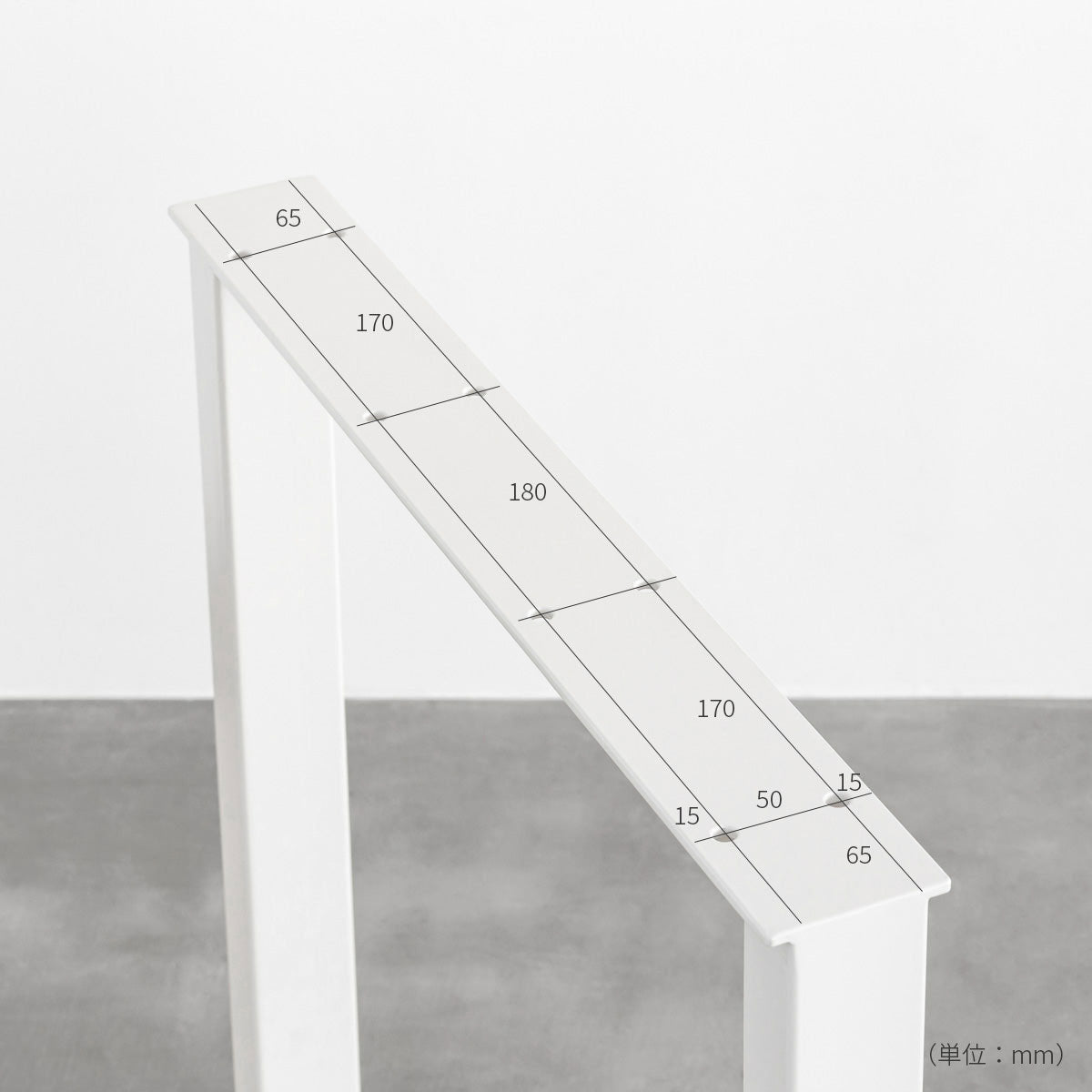 かなでもののホワイト塗装のスクエアタイプのテーブル脚2脚セット（穴位置サイズ）