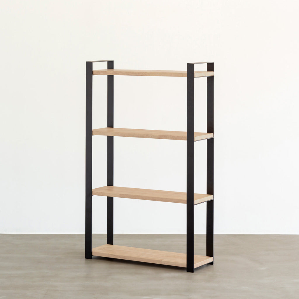 KANADEMONOのラバーウッドアッシュの棚板とアイアン脚を組み合わせたシェルフ（上下逆に設置時）