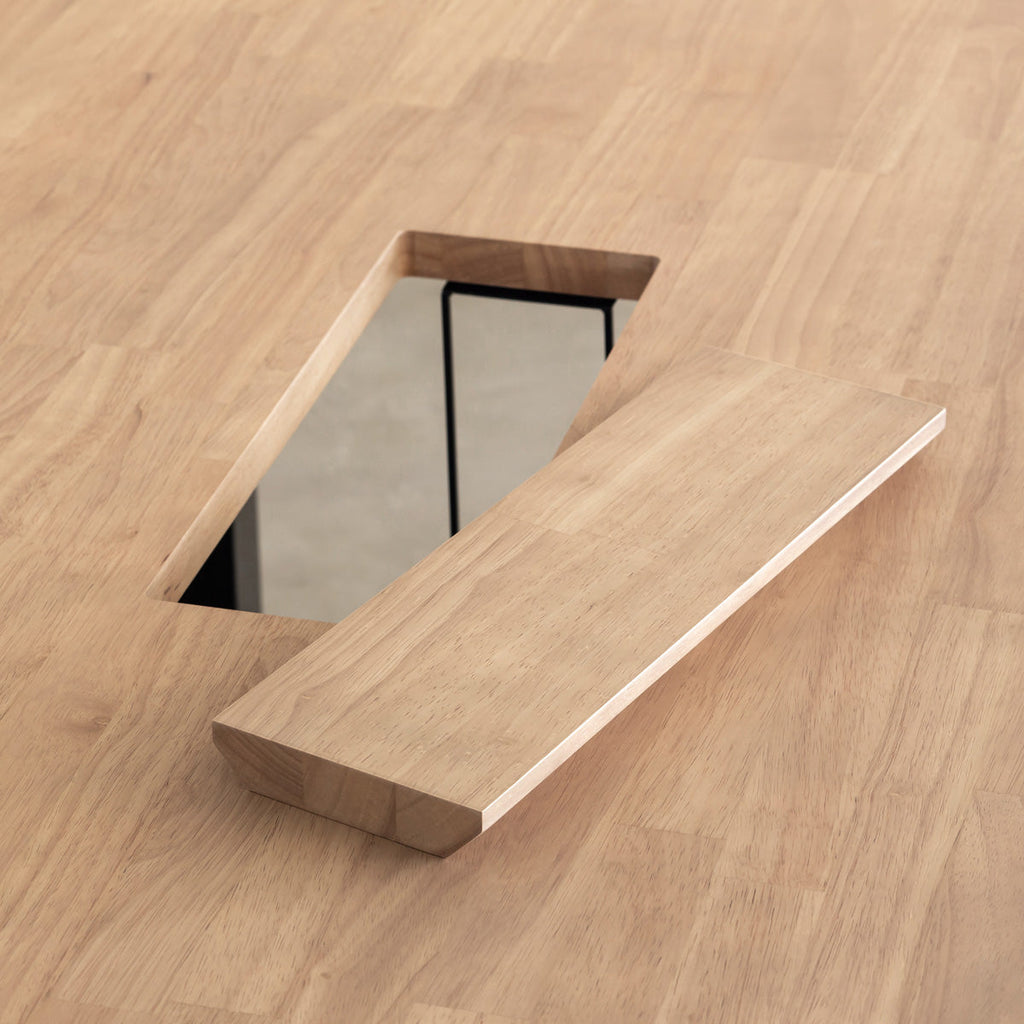 かなでもののBLOCK&TRAY付きのラバーウッド材アッシュの天板（木製ブロック5）