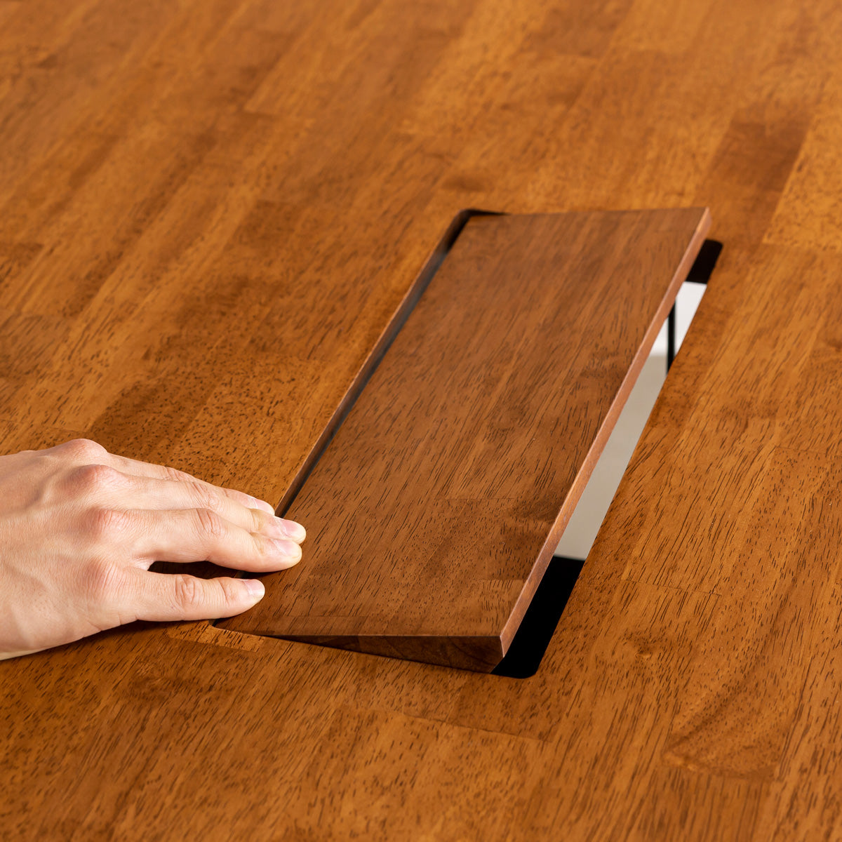 かなでもののBLOCK&TRAY付きのラバーウッド材チークブラウンの天板（木製ブロック4）