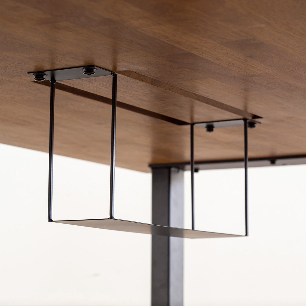 かなでもののBLOCK&TRAY付きのラバーウッド材チークブラウンの天板（トレー・下からのアングル）