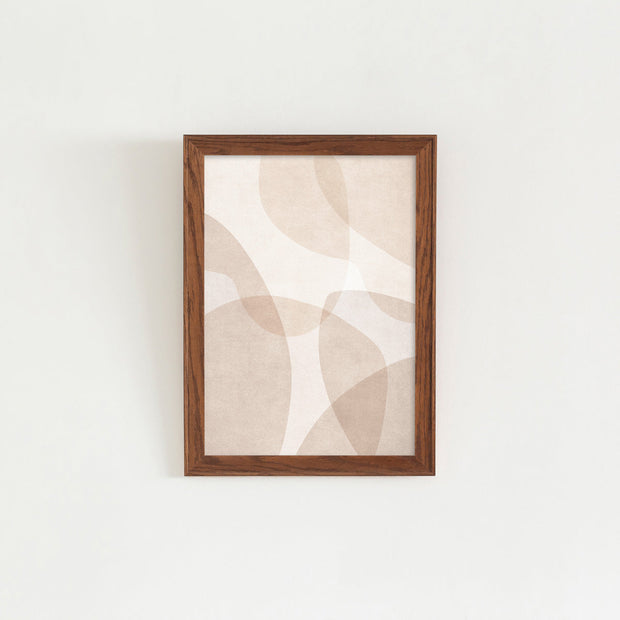 KANADEMONOのやさしいトーンのライトブラウンで描かれる無造作なシルエットの重なりが上品なシンプルナチュラルアートA2＋ブラウンフレーム