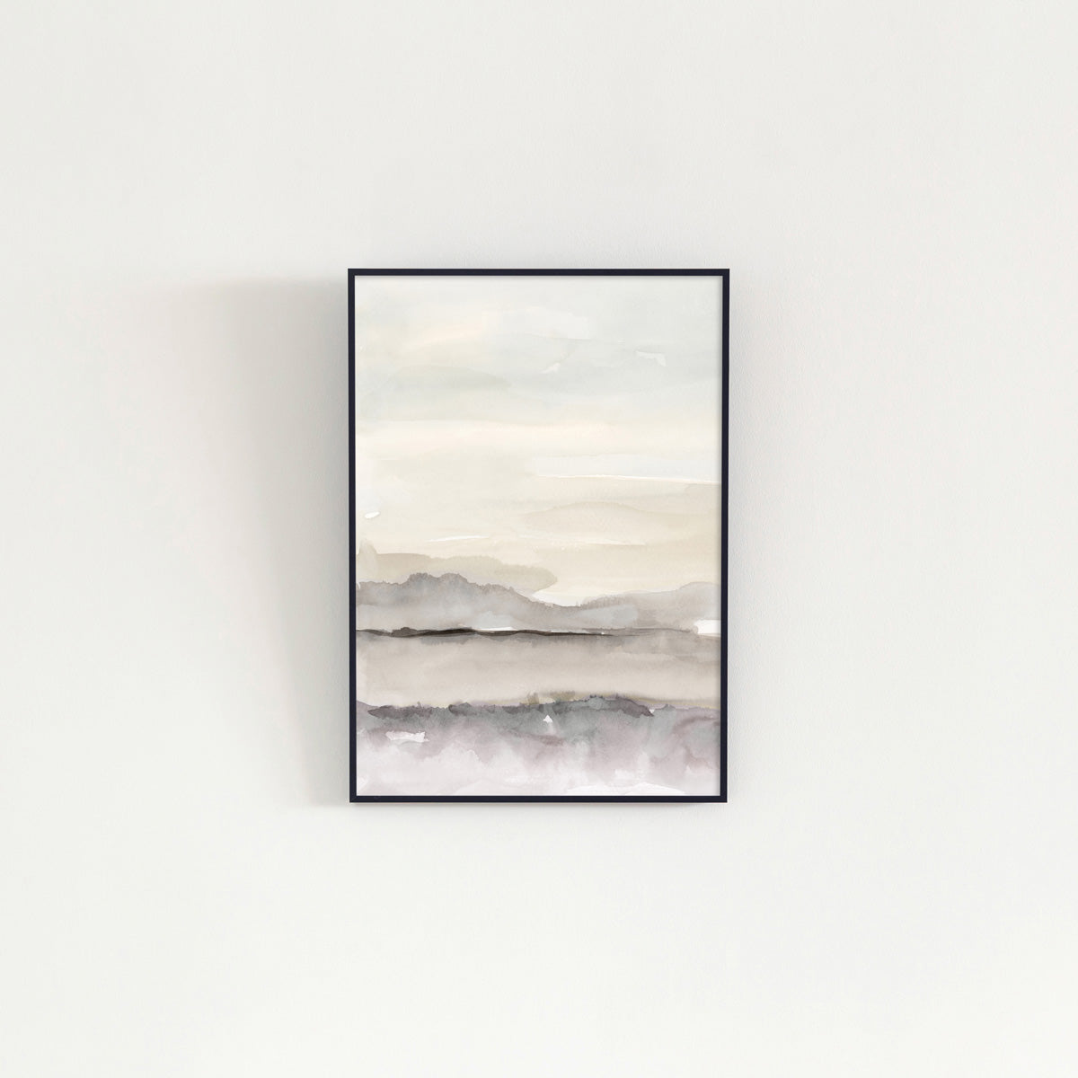 Kanademonoのモノトーンで淡く描いた水彩抽象画アートA2＋ブラックフレーム