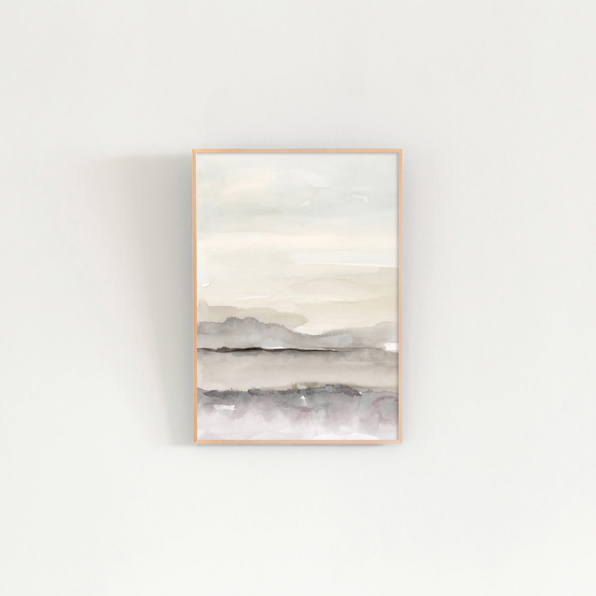 Kanademonoのモノトーンで淡く描いた水彩抽象画アートA2＋ゴールドフレーム