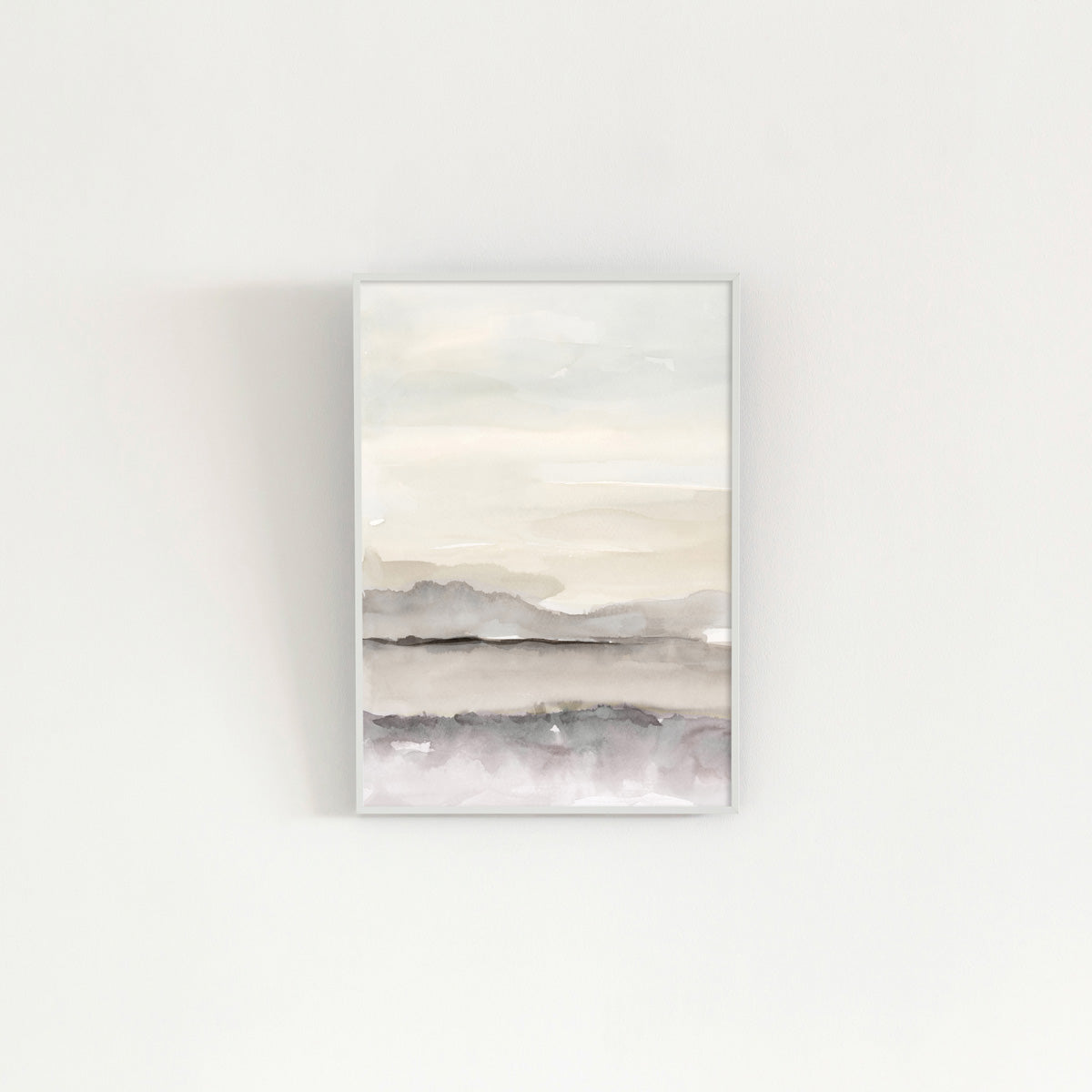 Kanademonoのモノトーンで淡く描いた水彩抽象画アートA2＋ホワイトフレーム