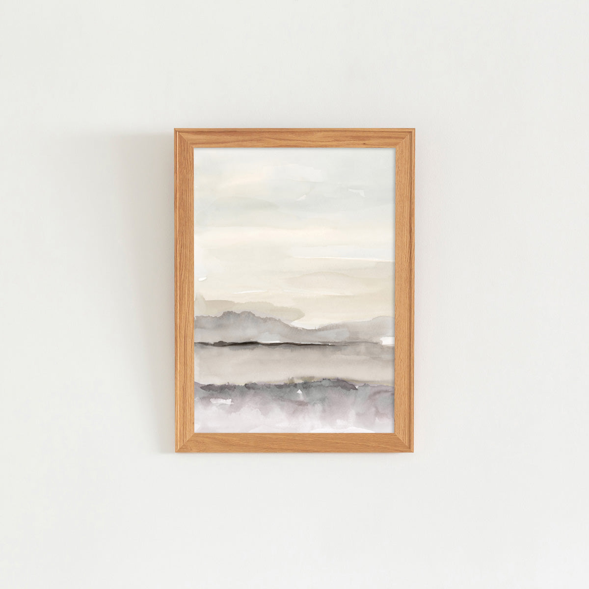 Kanademonoのモノトーンで淡く描いた水彩抽象画アートA２＋ナチュラルウッドフレーム