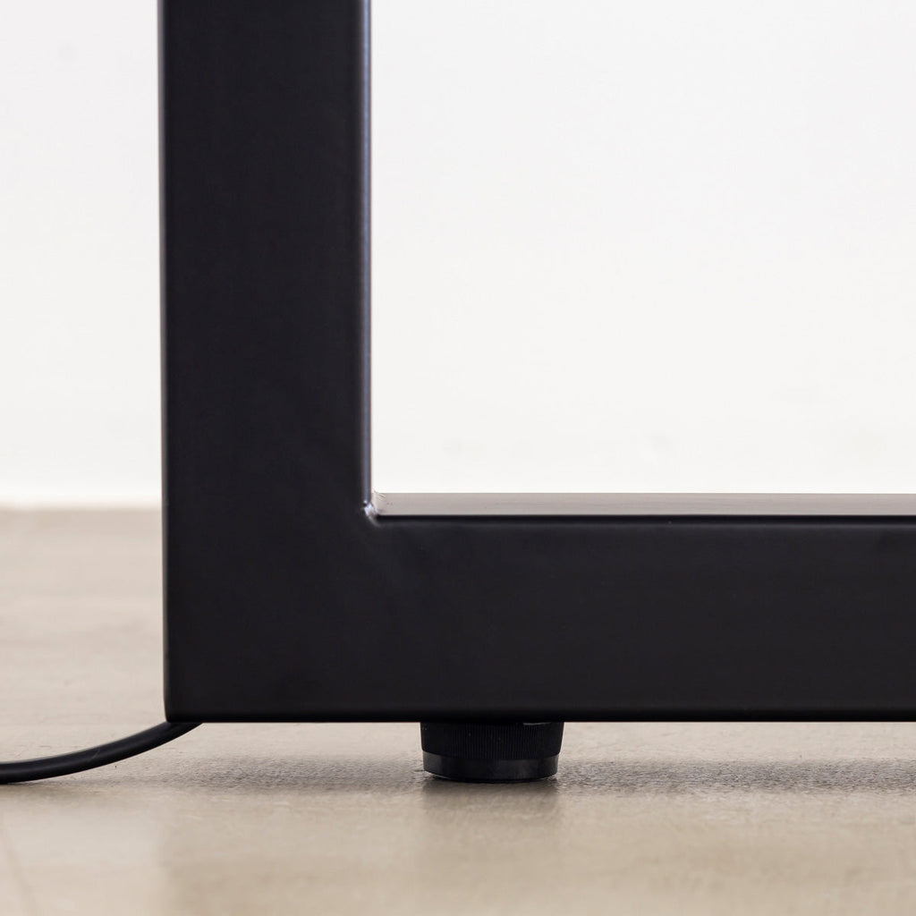 スマート造作テーブル / リノリウム ブルー系 × 黒スチール脚 × W181 - 300cm