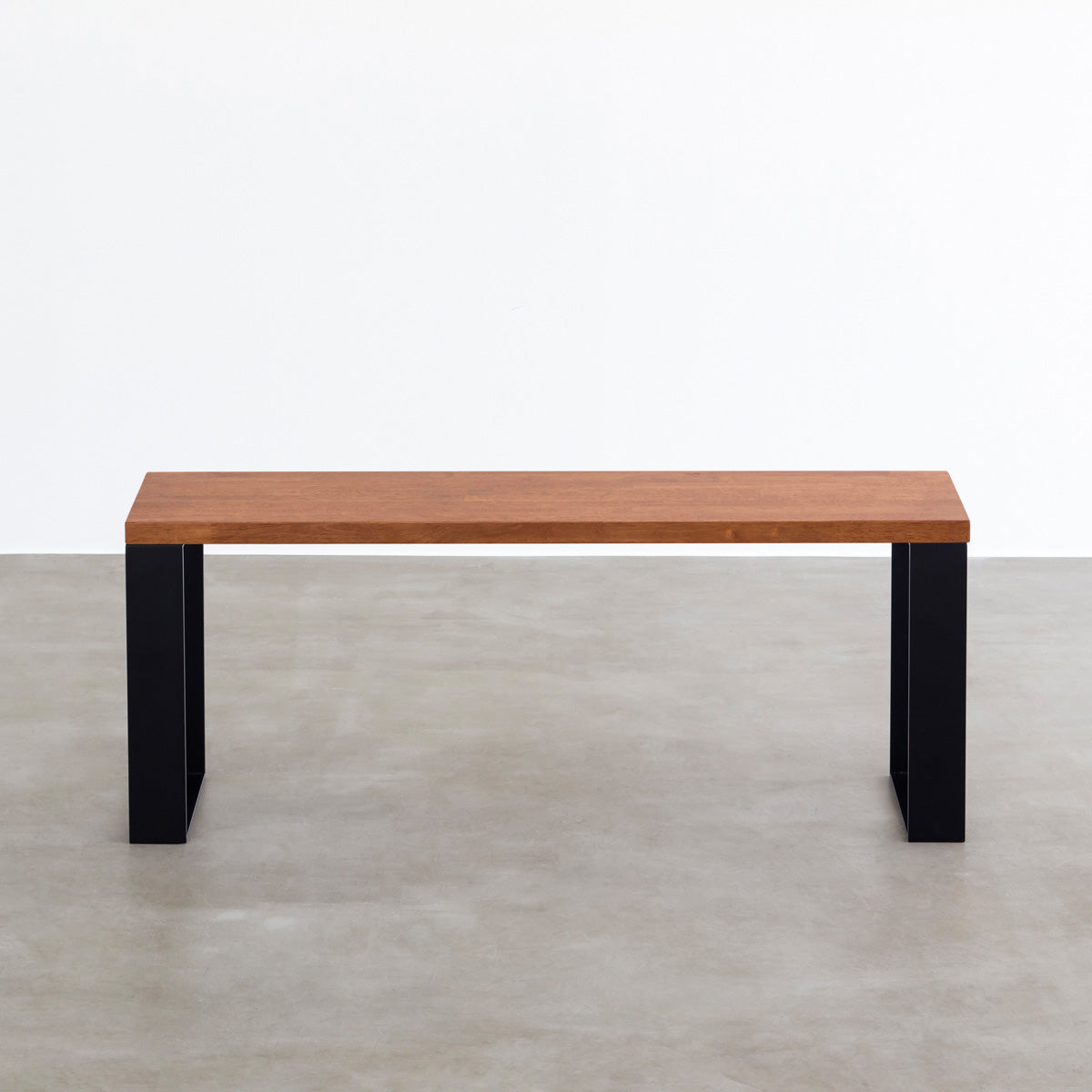 スマート造作ベンチ / ラバーウッド ブラウン × 黒スチール脚 Line