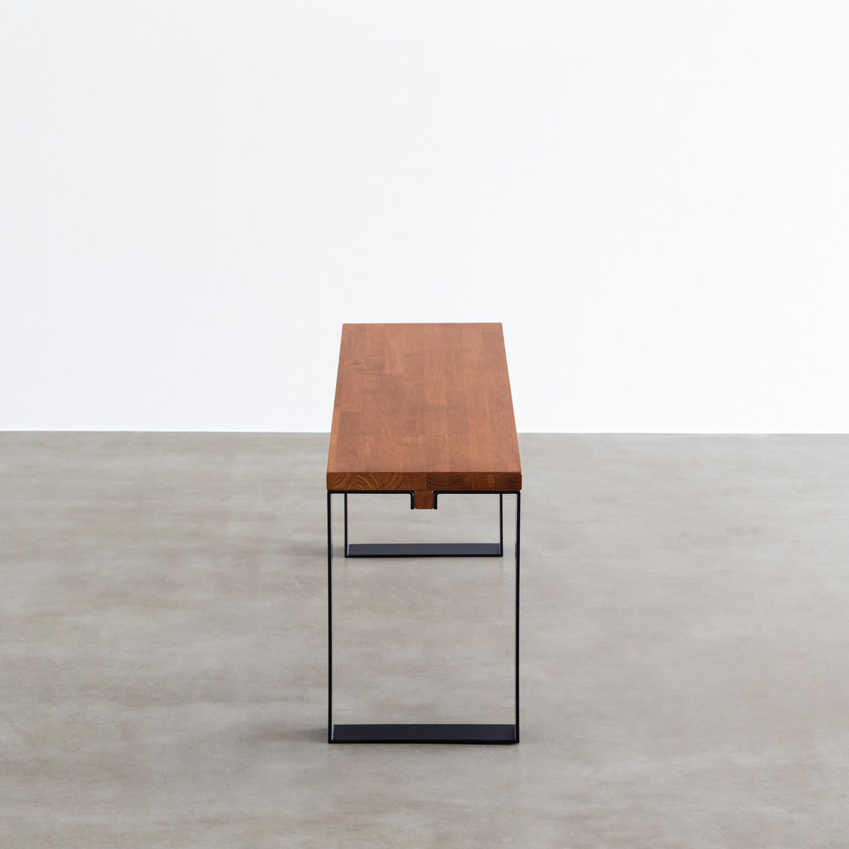 スマート造作ベンチ / ラバーウッド ブラウン × 黒スチール脚 Line