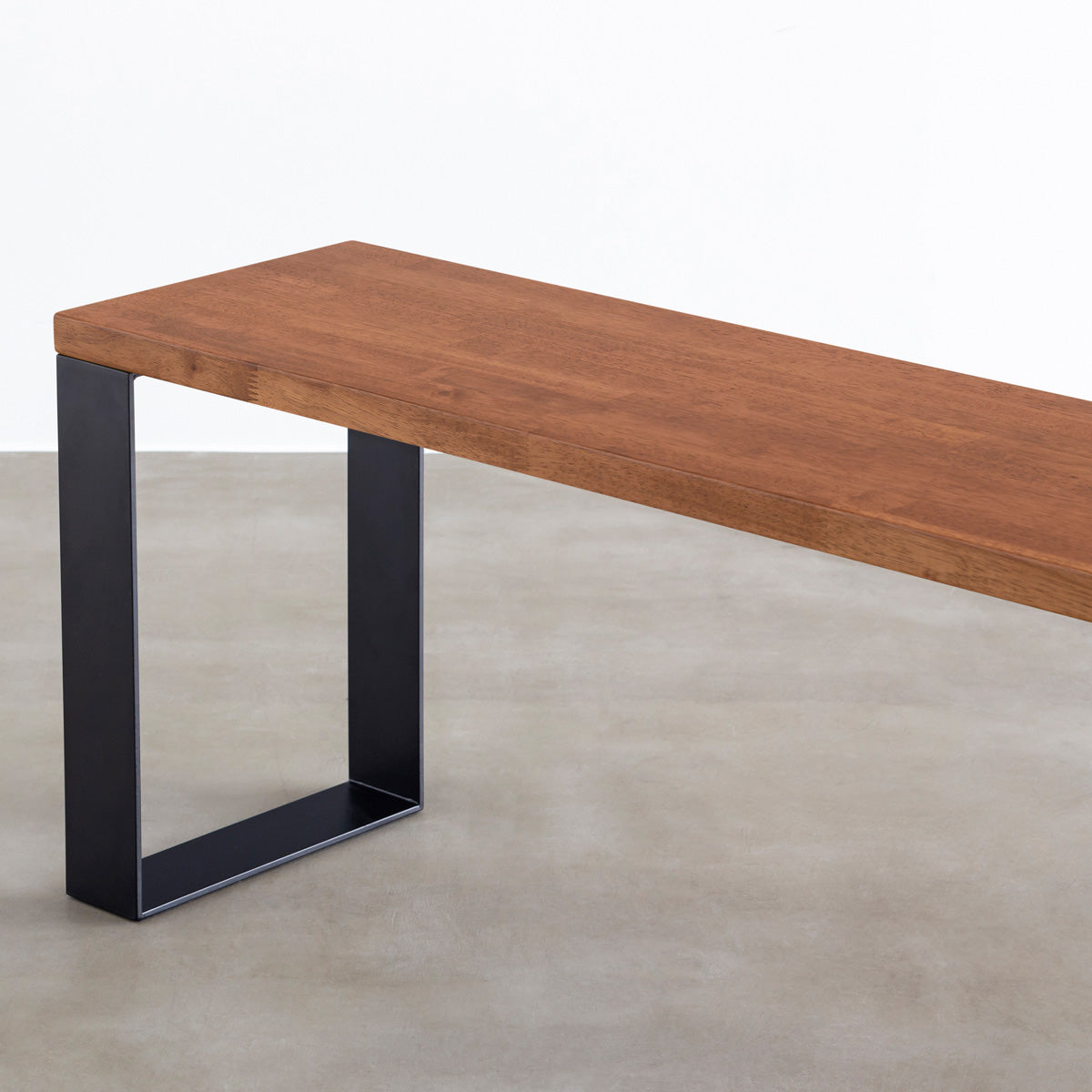 スマート造作ベンチ / ラバーウッド ブラウン × 黒スチール脚 Line