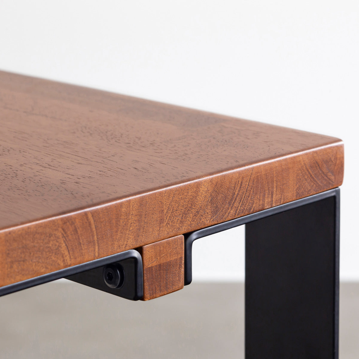 スマート造作ベンチ / ラバーウッド ブラウン × 黒スチール脚 Line