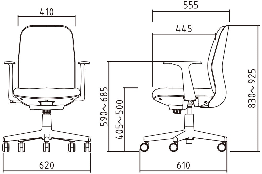 回転イス《LIMINA》シェルタイプ 肘付 LM-45M1-PWH-02-OBP、LM-45M1-PWH-21-OBP、LM-45M1-PWH-12-OBP