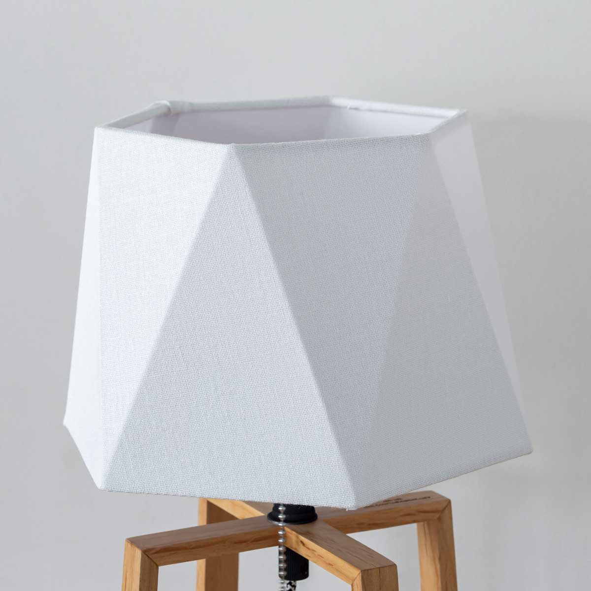 Hexagon Cotton Wood Table Lamp