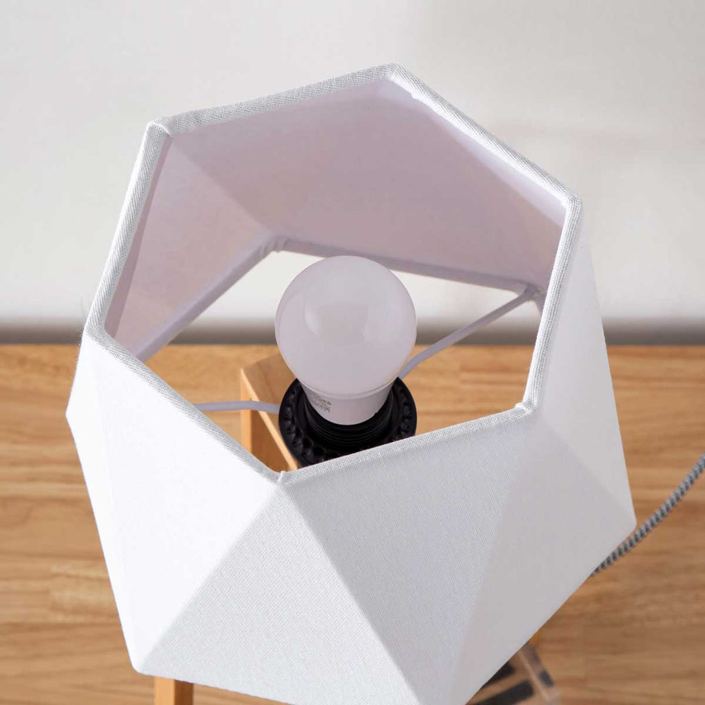 Hexagon Cotton Wood Table Lamp