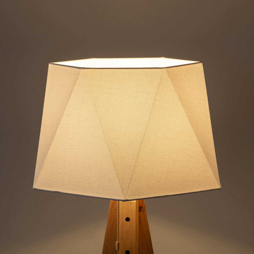 Hexagon Cotton Wood Table Lamp